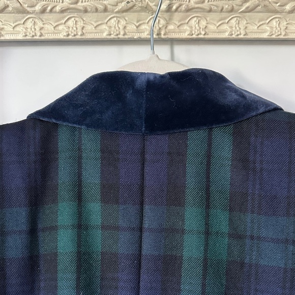 KASPER FOR A.S.L. | Vintage Purple Green & Blue Plaid Blazer with Velour Detail - Picture 14 of 16